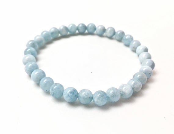 Aquamarine Bead Bracelet 5-7mm
