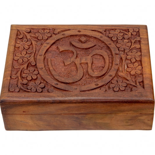 Carved OM Wooden Box