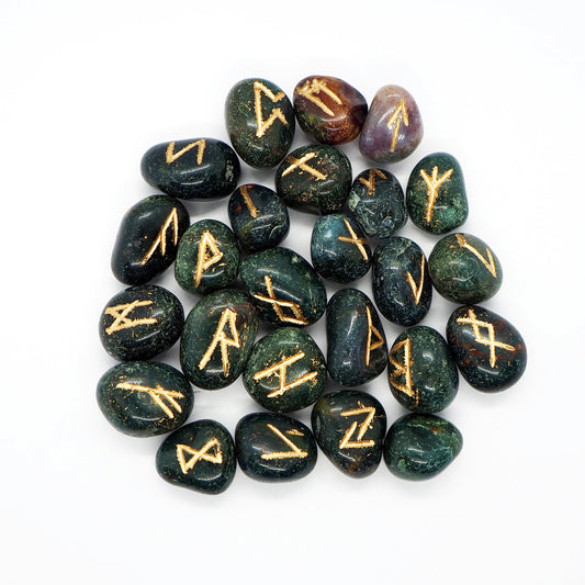 Runes, Bloodstone, Polished