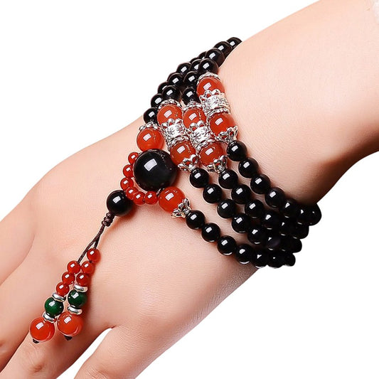 Carnelian and Obsidian Mala