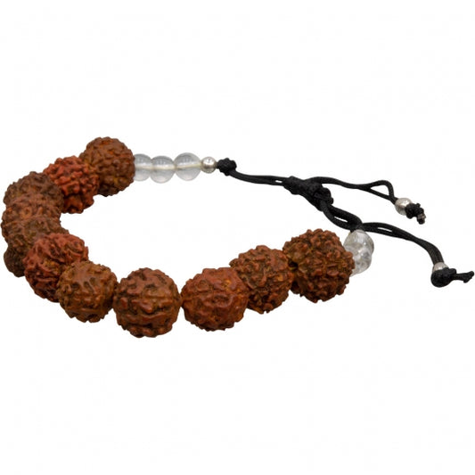 Rudraksha with Clear Quartz 12mm Drawstring Bracelet