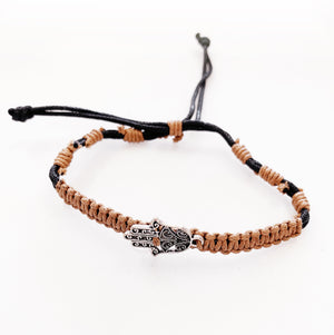 Open image in slideshow, Cotton Silver Hamsa Bracelet
