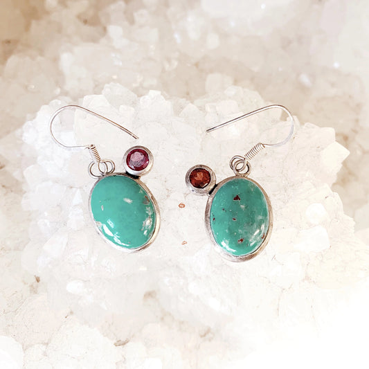 Turquoise and Garnet Earrings by Yasha