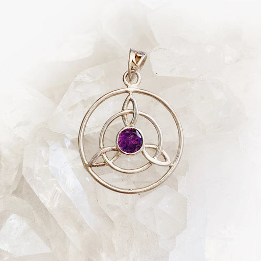 Amethyst Celtic Triquetra Pendant