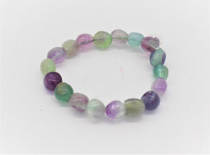 Open image in slideshow, Rainbow Fluorite Bead Bracelet
