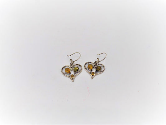 Amber: Heart Earrings #B