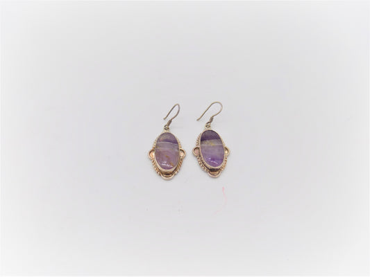 Amethyst: Embellished Oval Earrings #C