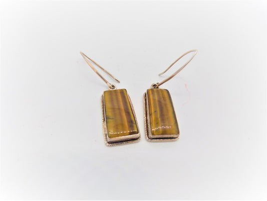 Tigers Eye Rectangle Earrings