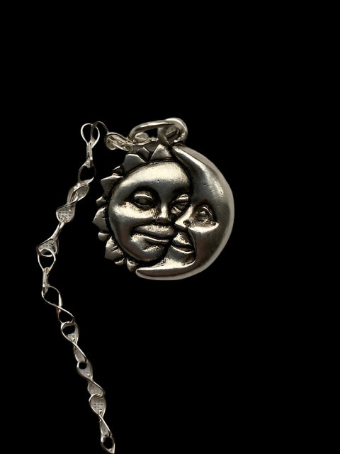 Amethys and moon charm pendulum