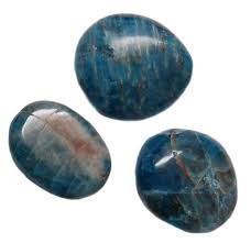 Apatite, blue, polished, large, varying shapes