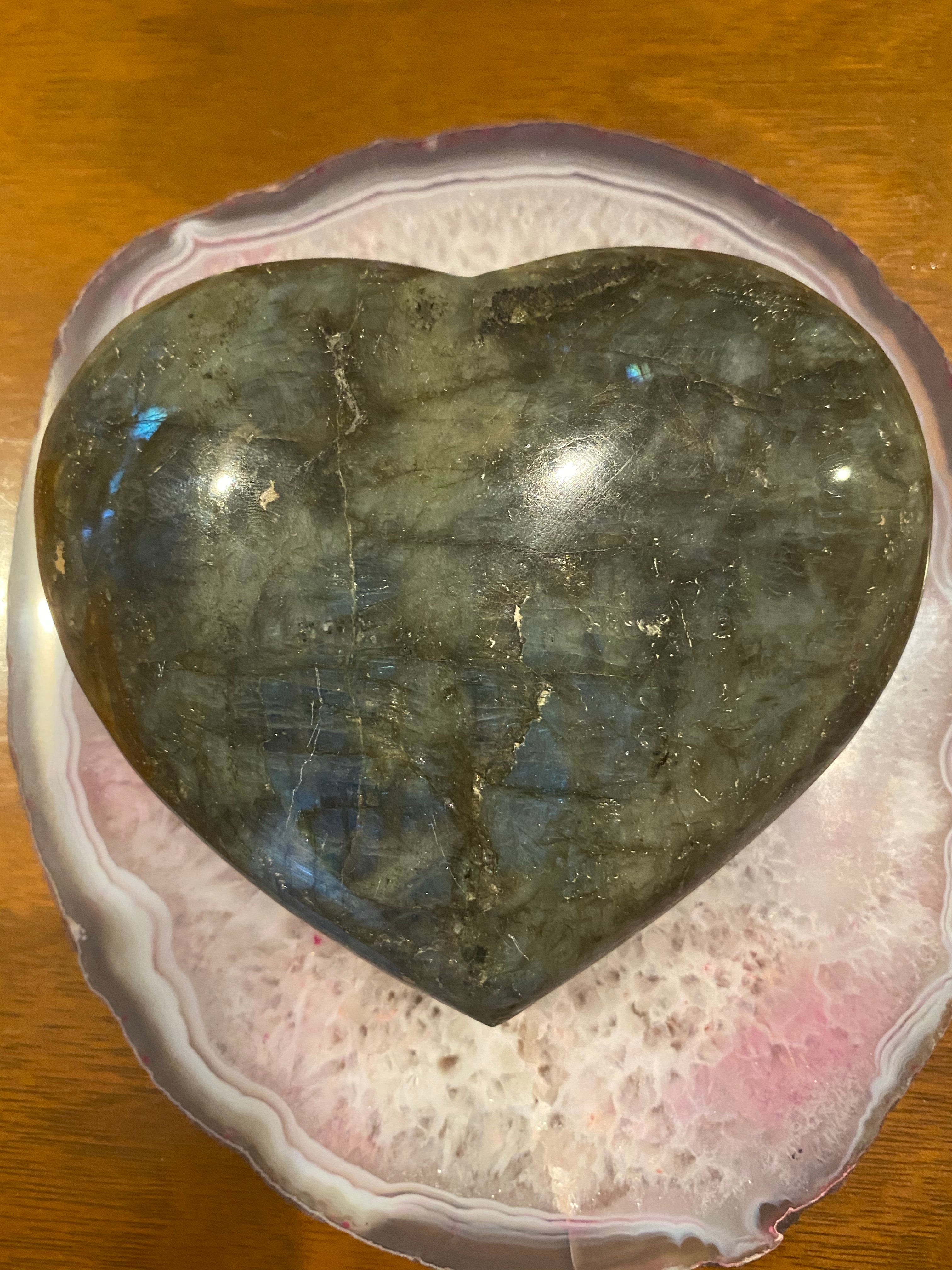 Huge Labradorite Heart Crystal