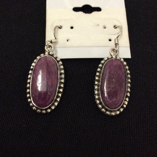 Ruby In Zoisite: Oval Earrings