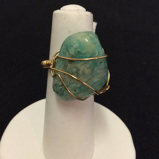Wire Wrap : Green Amazonite Ring