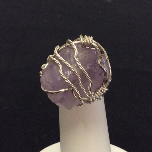 Wire Wrap Ring: Rough Light Amethyst