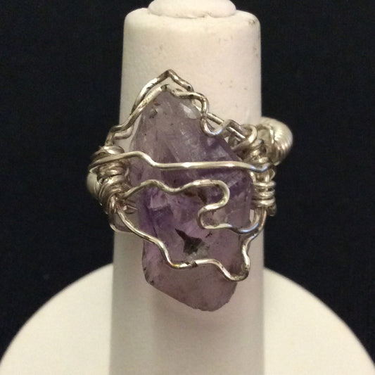 Wire Wrap Ring: Rough Amethyst