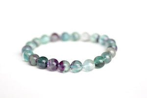 Open image in slideshow, Rainbow Fluorite Bead Bracelet
